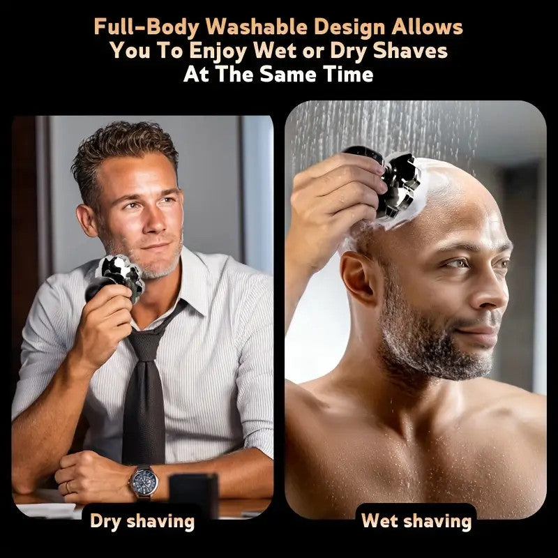Men's Electric Head Shaver Wet & Dry Grooming Kit Bald Razor with Multiple Attachments