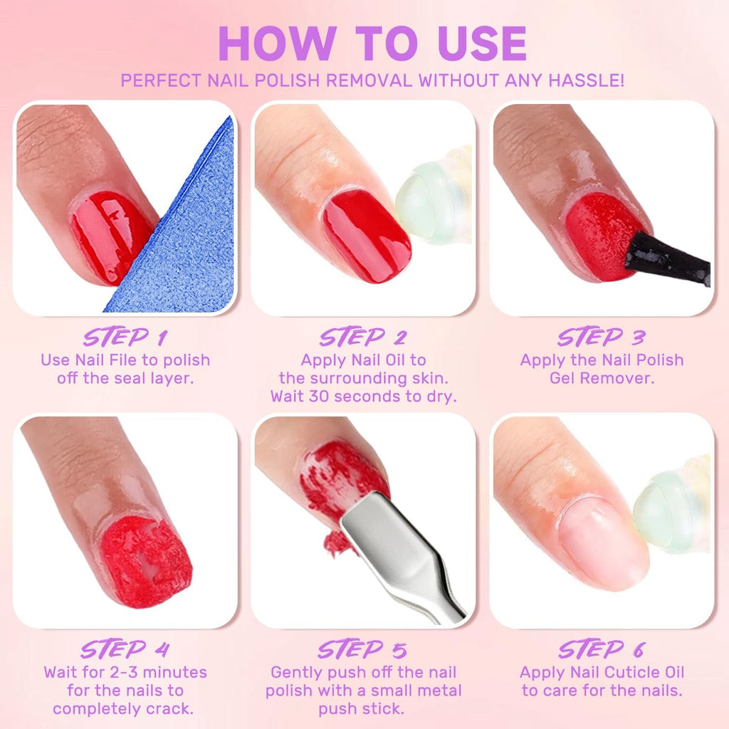 Gel Nail Polish Remover 20ml Pack of 5 - Fast, Safe & Organic Formula