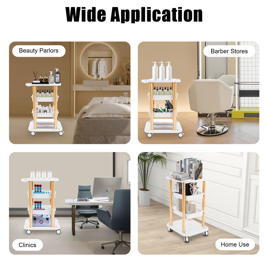 4-Tier Beauty Salon Rolling Cart Stand with Wheels for Spa Equipment Storage