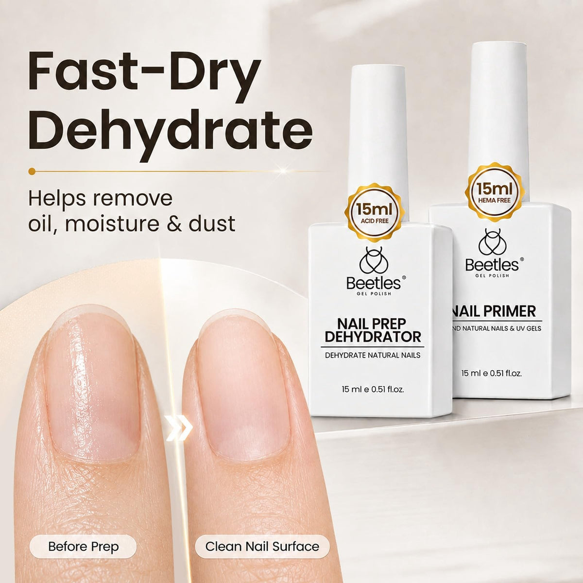 Beetles Nail Dehydrator & Primer Set HEMA-Free 15ml for Gel Nails