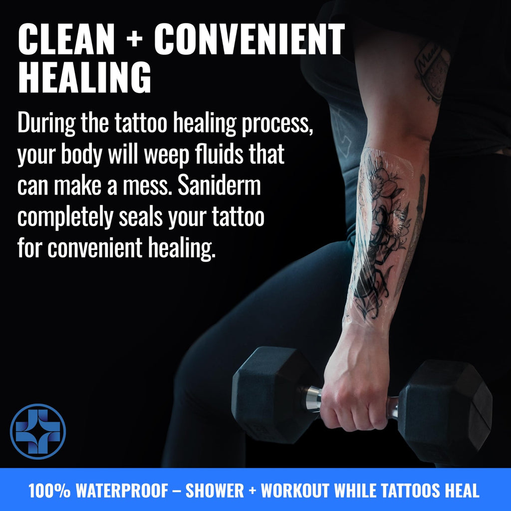 Saniderm Tattoo Aftercare Bandage, 10.2 in x 2 yd – Original Waterproof Breathable