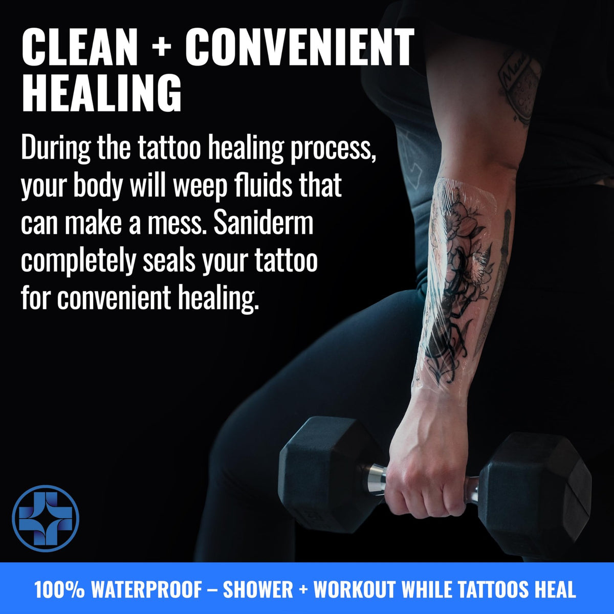 Saniderm Tattoo Aftercare Bandage, 10.2 in x 2 yd – Original Waterproof Breathable