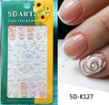 Valentine White 5D Embossed Love Rose Nail Art Stickers for Manicure