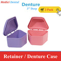 2-Pack Dental Denture Box & Retainer Case Carrier - Assorted Colors