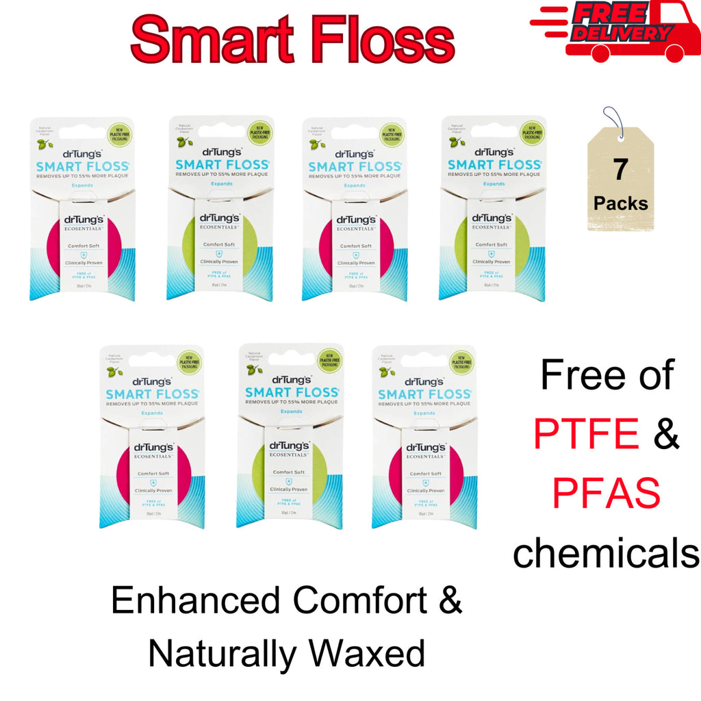 Natural Cardamom Flavored Dental Floss Pack of 7 - Gentle, Expanding, Soft & Strong