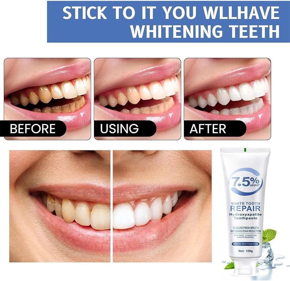 Nano Hydroxyapatite Toothpaste for Whitening & Enamel Repair - 4oz, Fluoride-Free