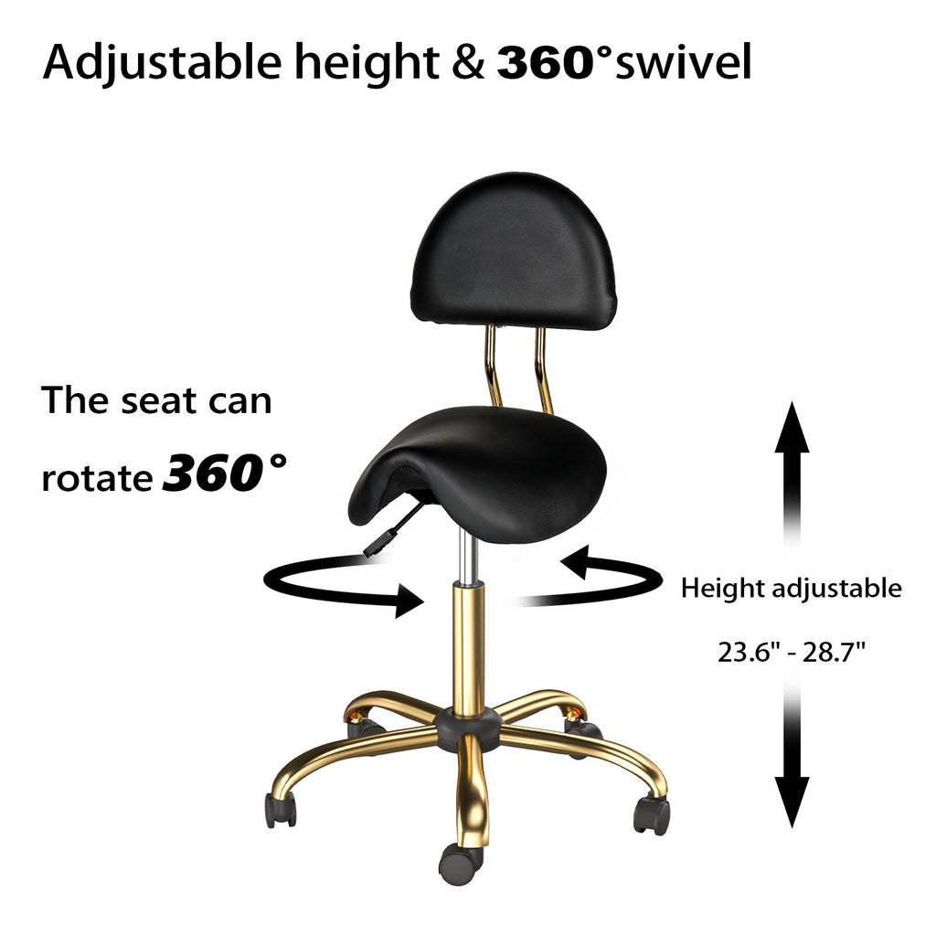 Heavy Duty Salon Rolling Stool with 400 Lb Capacity - Adjustable & Swivel