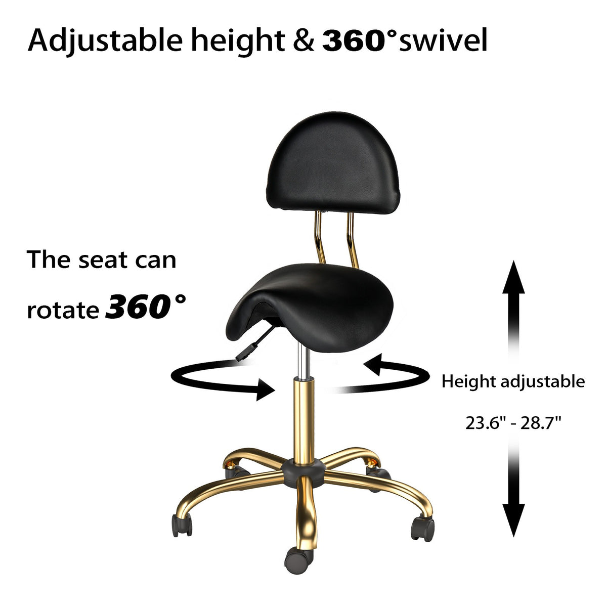 Heavy Duty Salon Rolling Stool with 400 Lb Capacity - Adjustable & Swivel