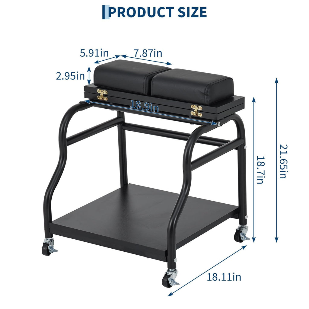 Salon Pedicure Cart Trolley with Wheels, Leg Pads & Storage for Foot Care