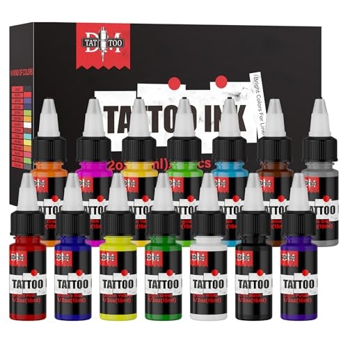 14-Color Tattoo Ink Set 15ml High-Pigment Professional Tattoo Supplies