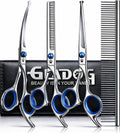 Dog Grooming Scissors Set 5-in-1 with 6.5 Inch Blades - Blue