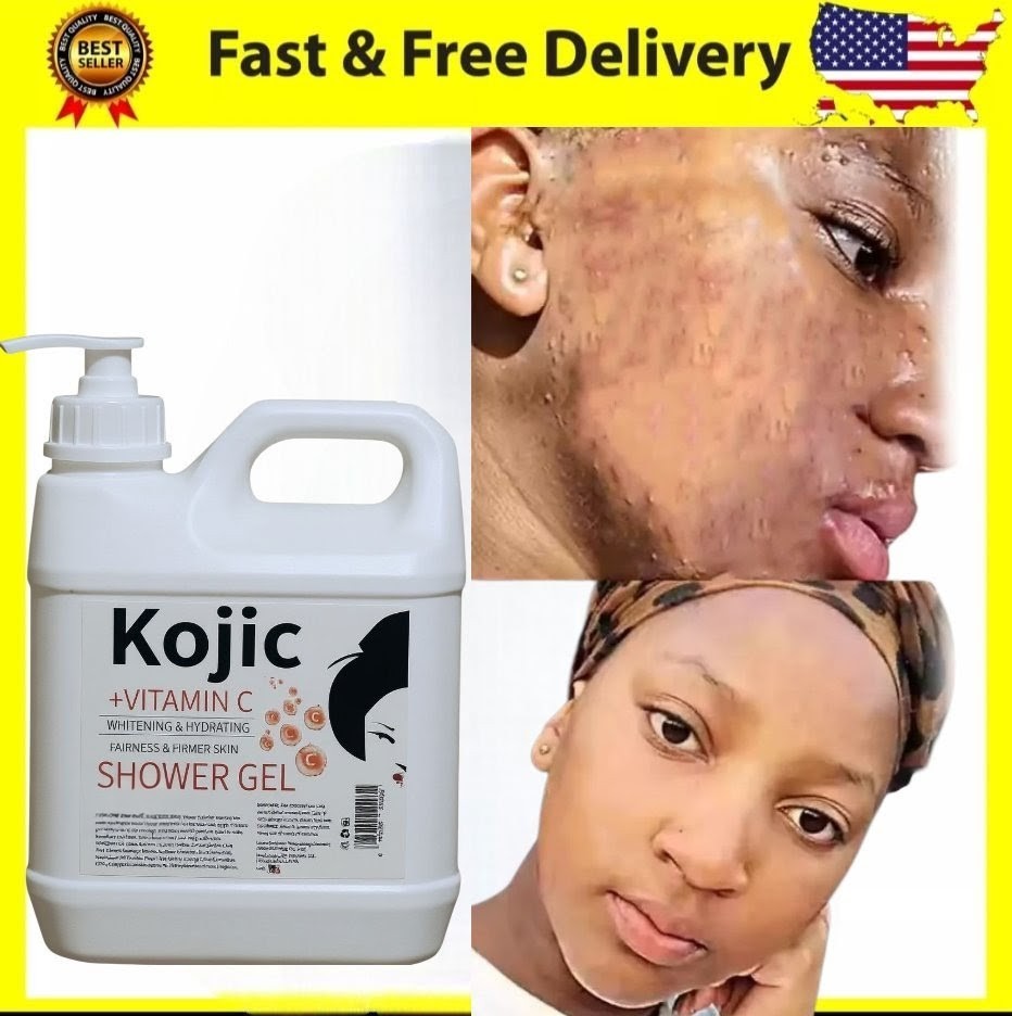Kojic Acid Skin Whitening Shower Gel & Brightening Body Lotion Set - 1500ml + 500ml