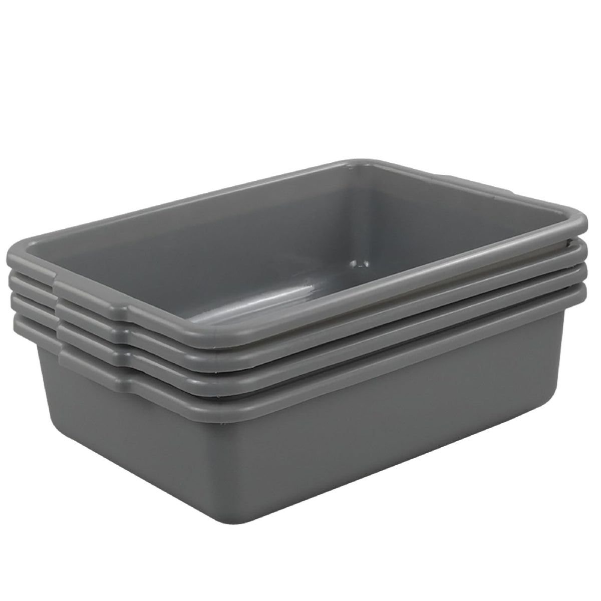 8L Plastic Bus Tubs 4-Pack with Side Handles - Commercial Storage Containers
