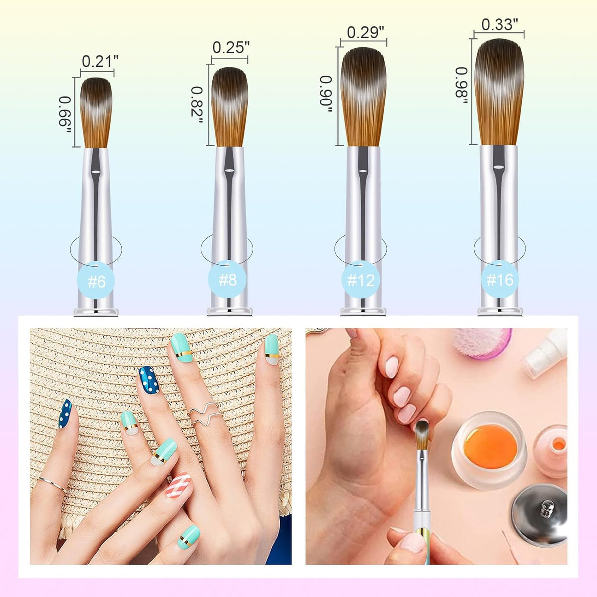 4PCS Acrylic Nail Brush Set - Kolinsky Sable Nail Art Brushes for Professional & Home Use