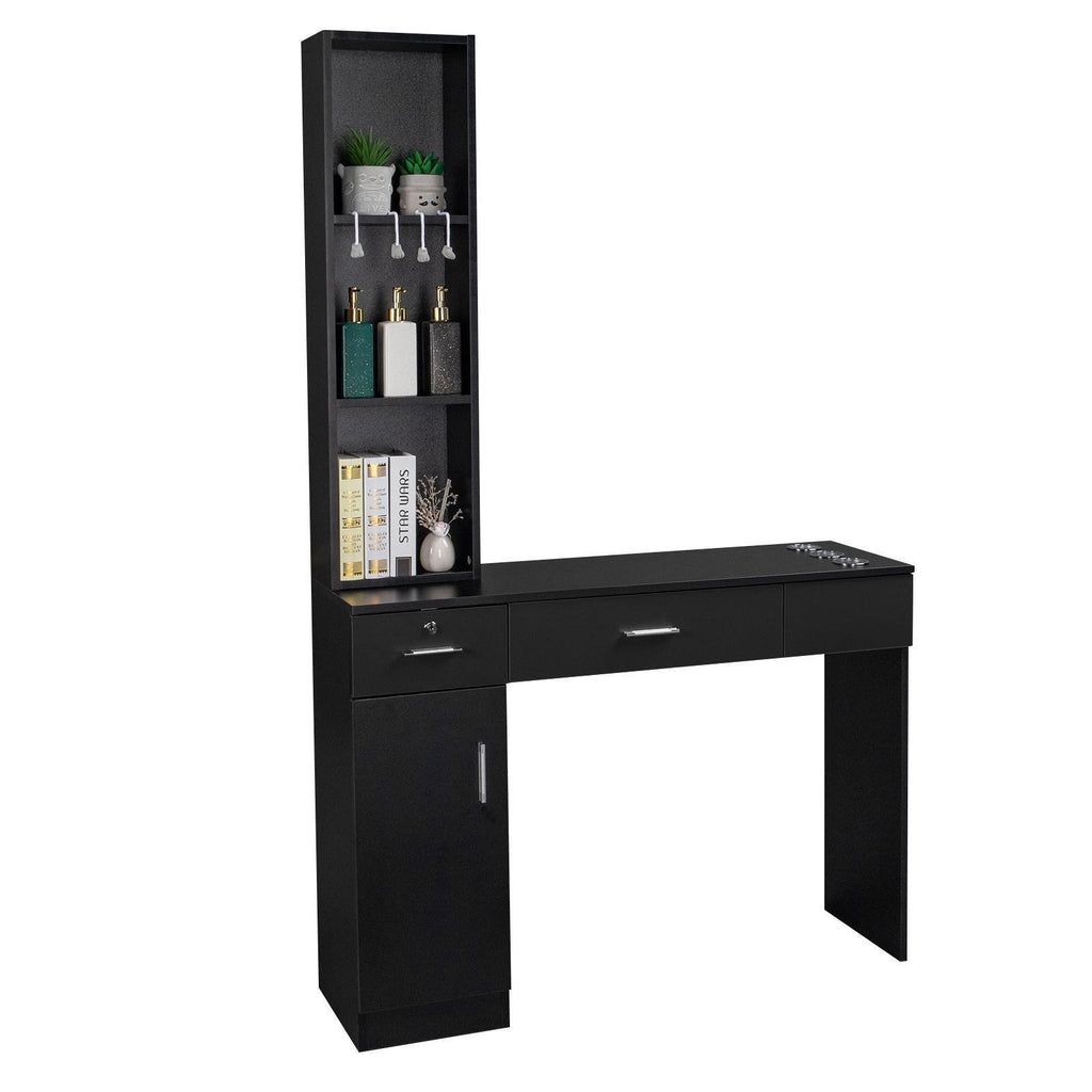 Wall Mount Hair Styling Station with Lockable Drawers for Salon & Home
