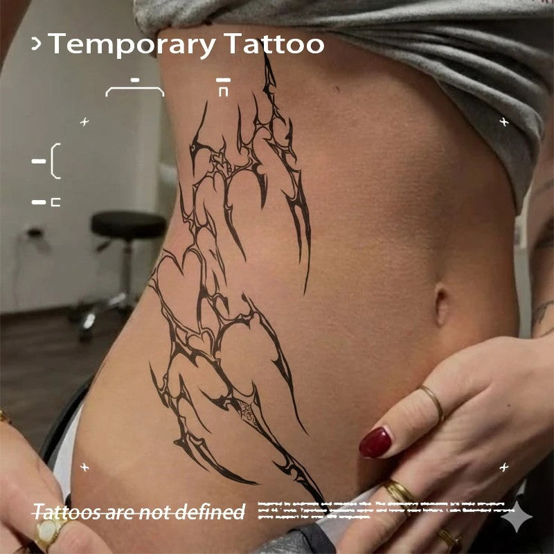 Waterproof Temporary Tattoo Set for Abdomen – Gothic Tribal Herbal Juice Design