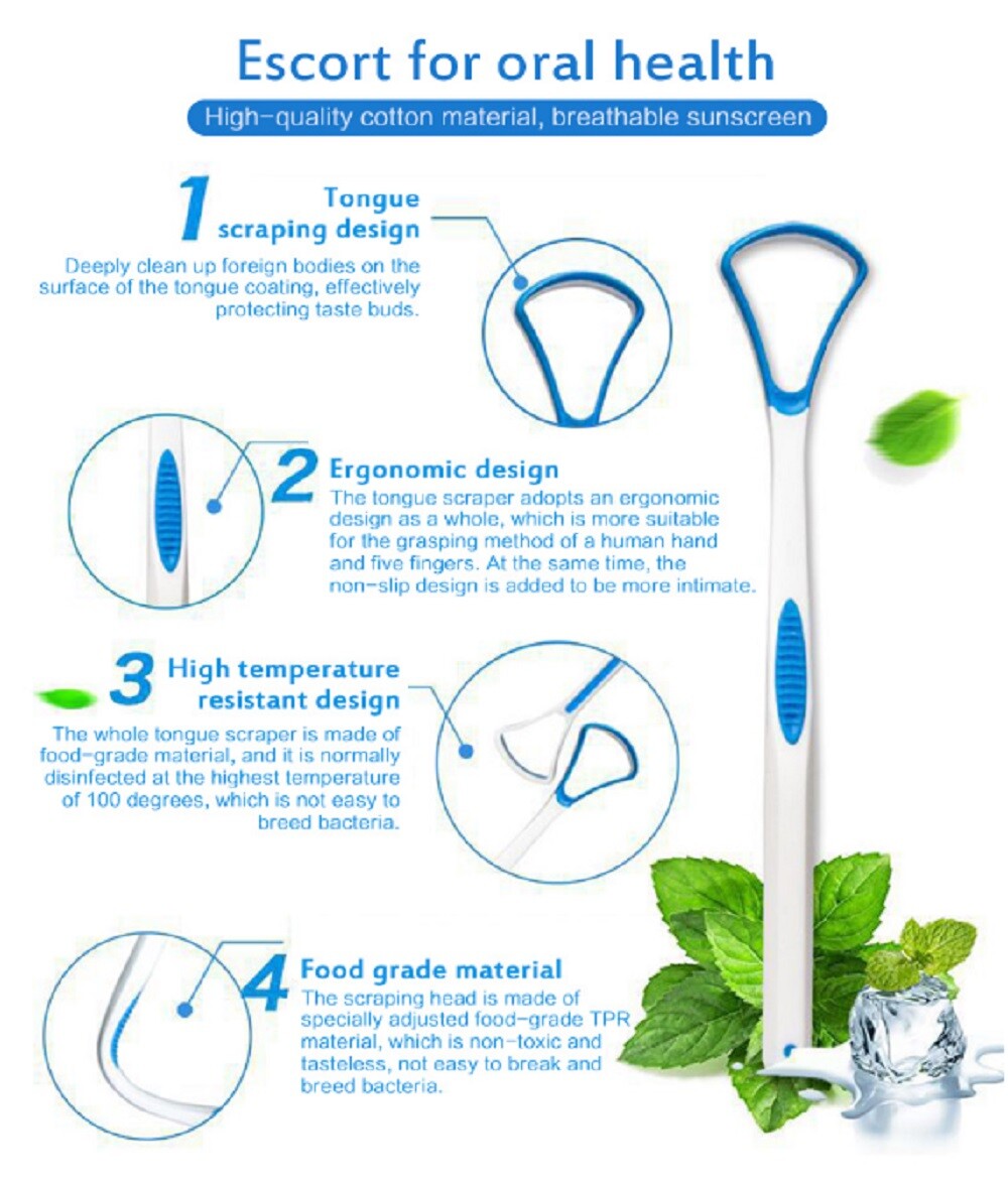 Reusable Tongue Scraper Set - Oral Hygiene Cleaner for Adults & Kids