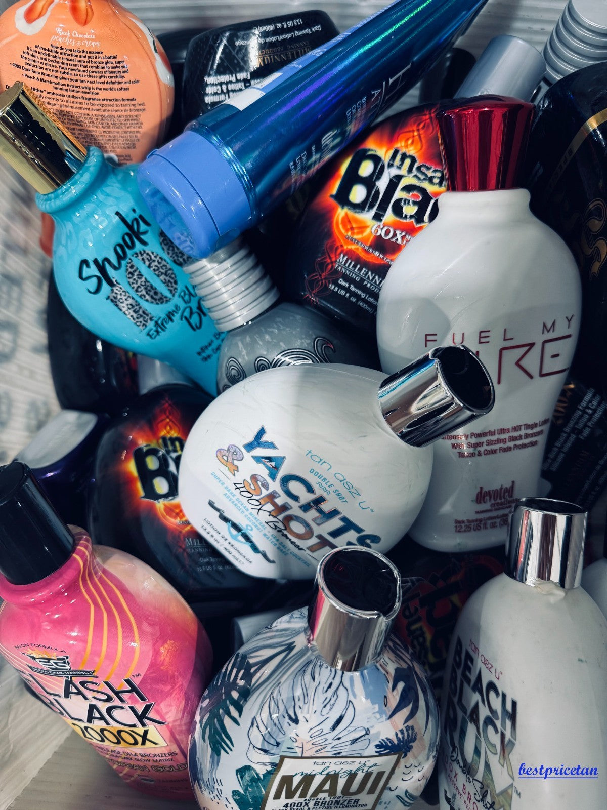 Assorted Indoor Tanning Bed & Post-Tan Lotion Lot - Damaged Bottles