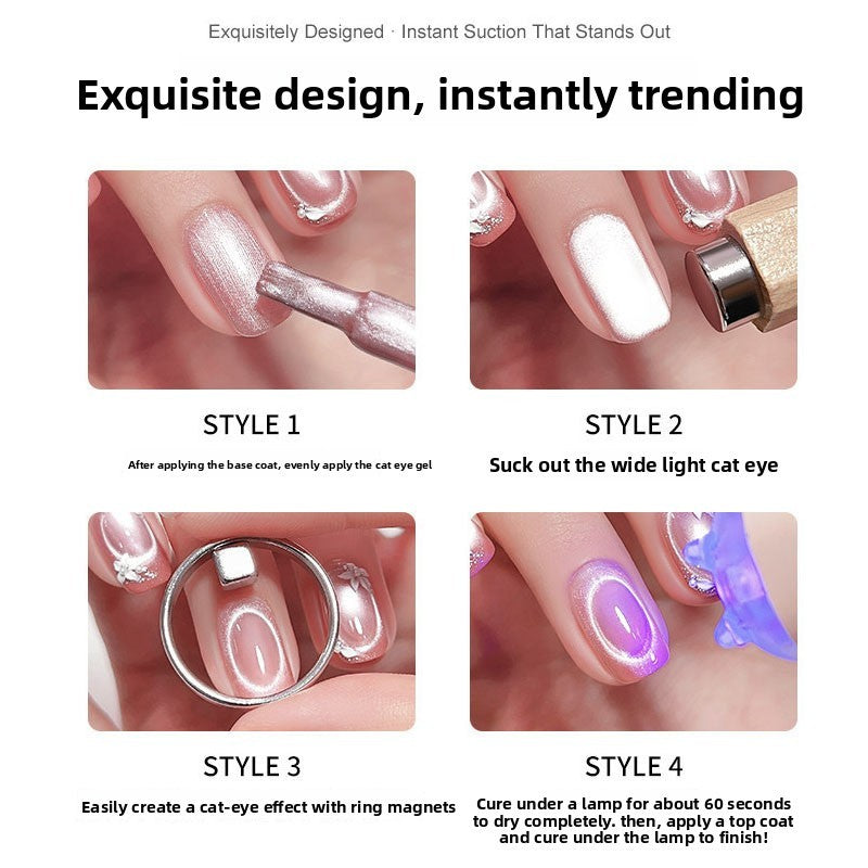 Double-Head Cat Eye Magnet Nail Art Set for French Manicure - Silver
