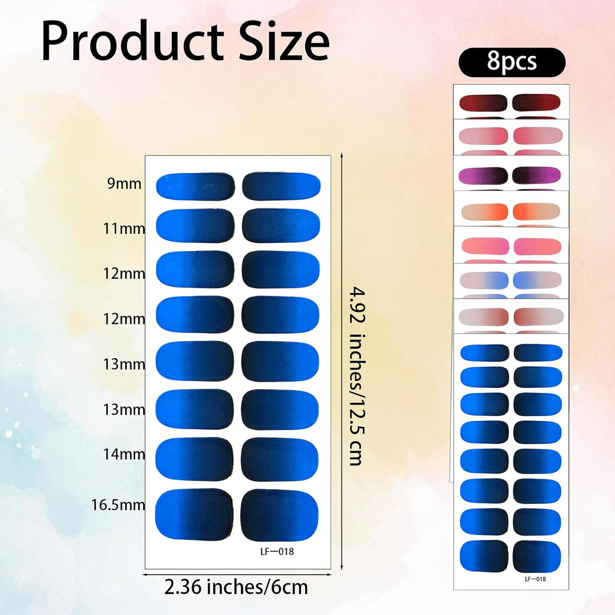 Gel Nail Stickers 8 Sheets Semi-Cured UV Ready Nail Wraps for Salon-Quality Manicure