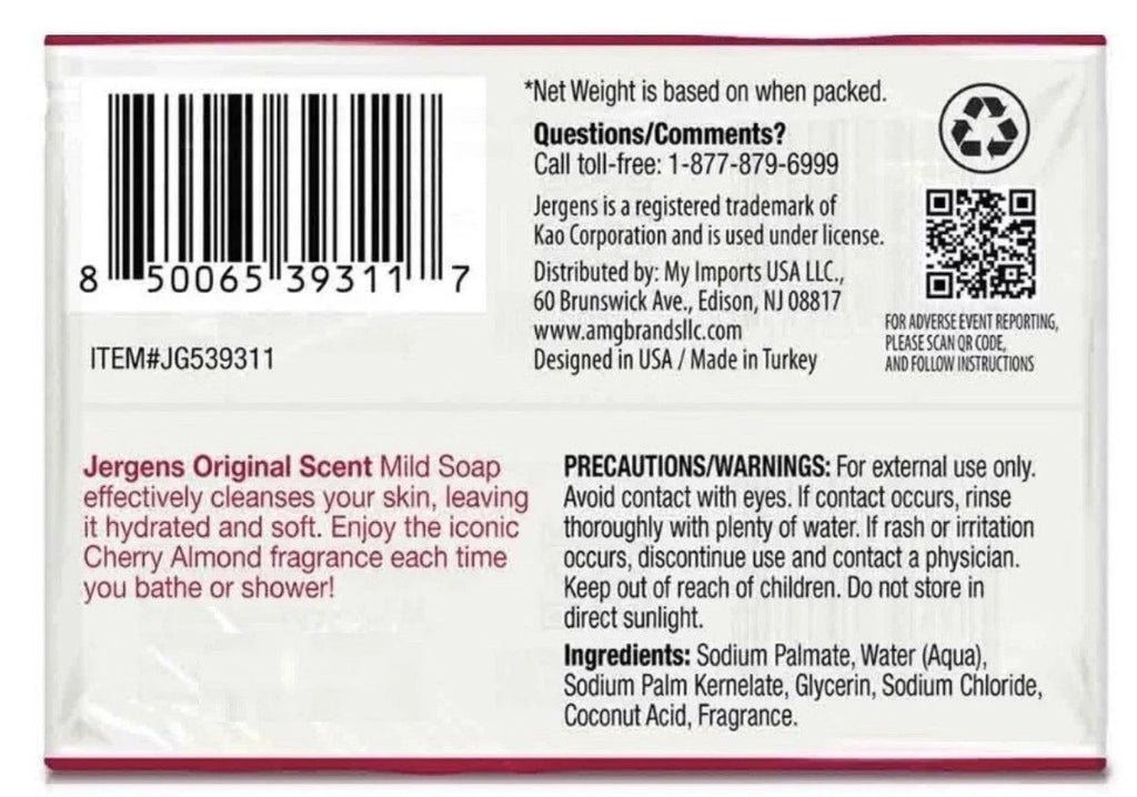 Jergens Cherry Almond Mild Bar Soap - 10 Pack, Original Scent