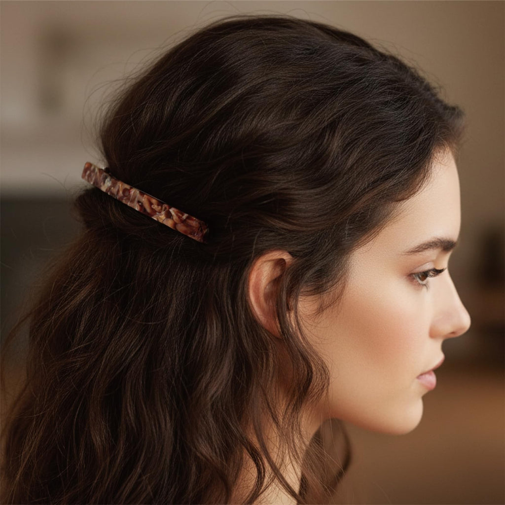 Long French Hair Barrettes 4 Pack - Classic Hair Clips for Thick Hair