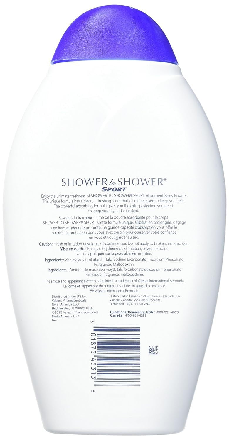 Sport Body Powder - Absorbent Talc-Free Powder for Moisture & Friction Relief, 13 oz, Pack of 6
