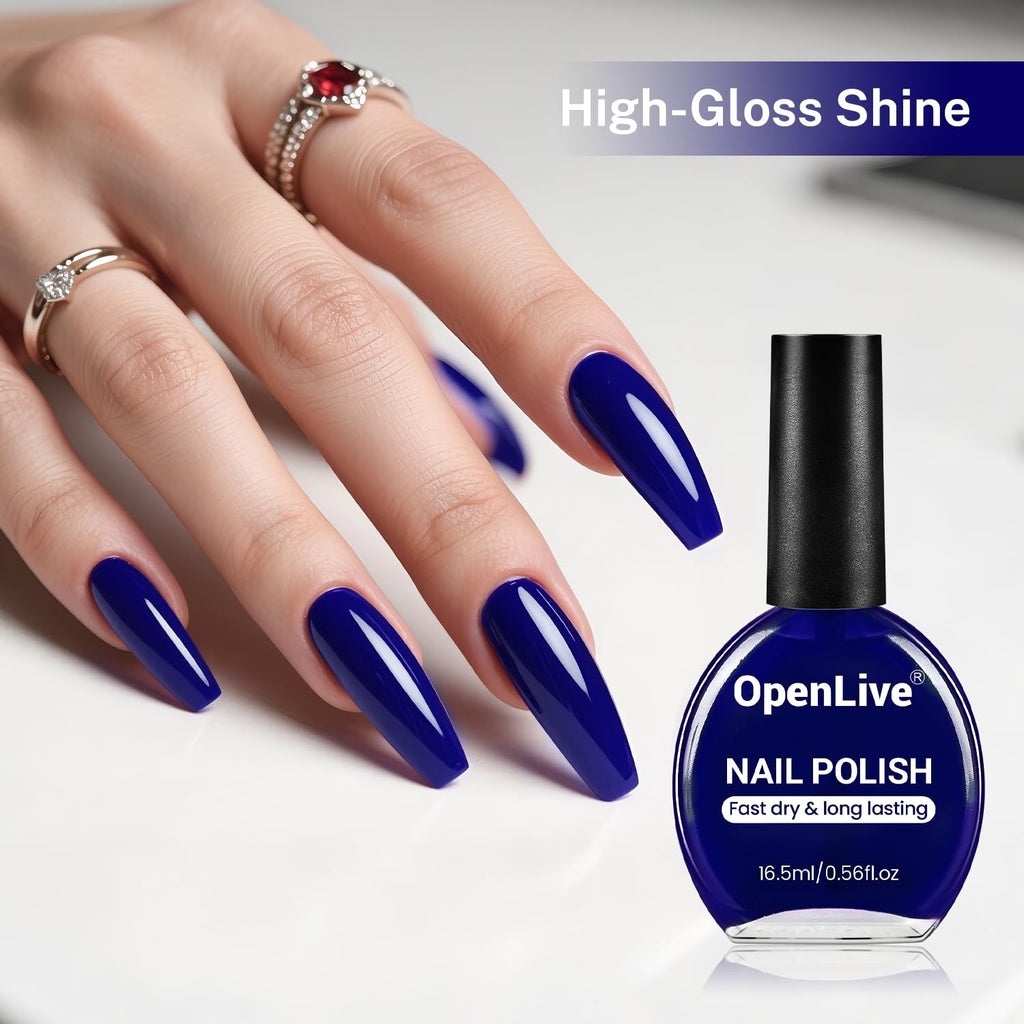 Dark Blue Fast Dry Nail Polish 16.5ml Long Lasting & High Gloss Finish