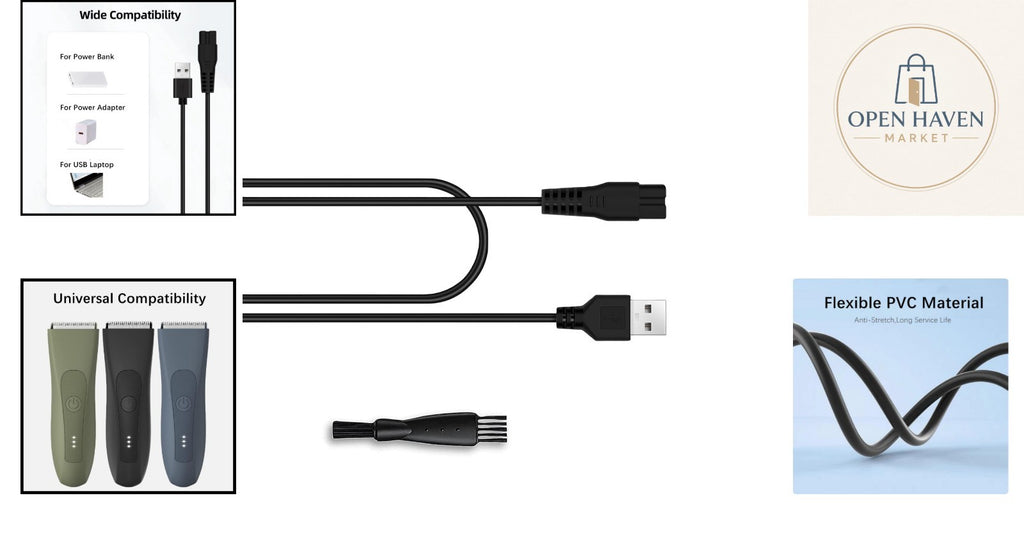 USB Charging Cable & Cleaning Brush for Manspot Trimmers - 3.3FT