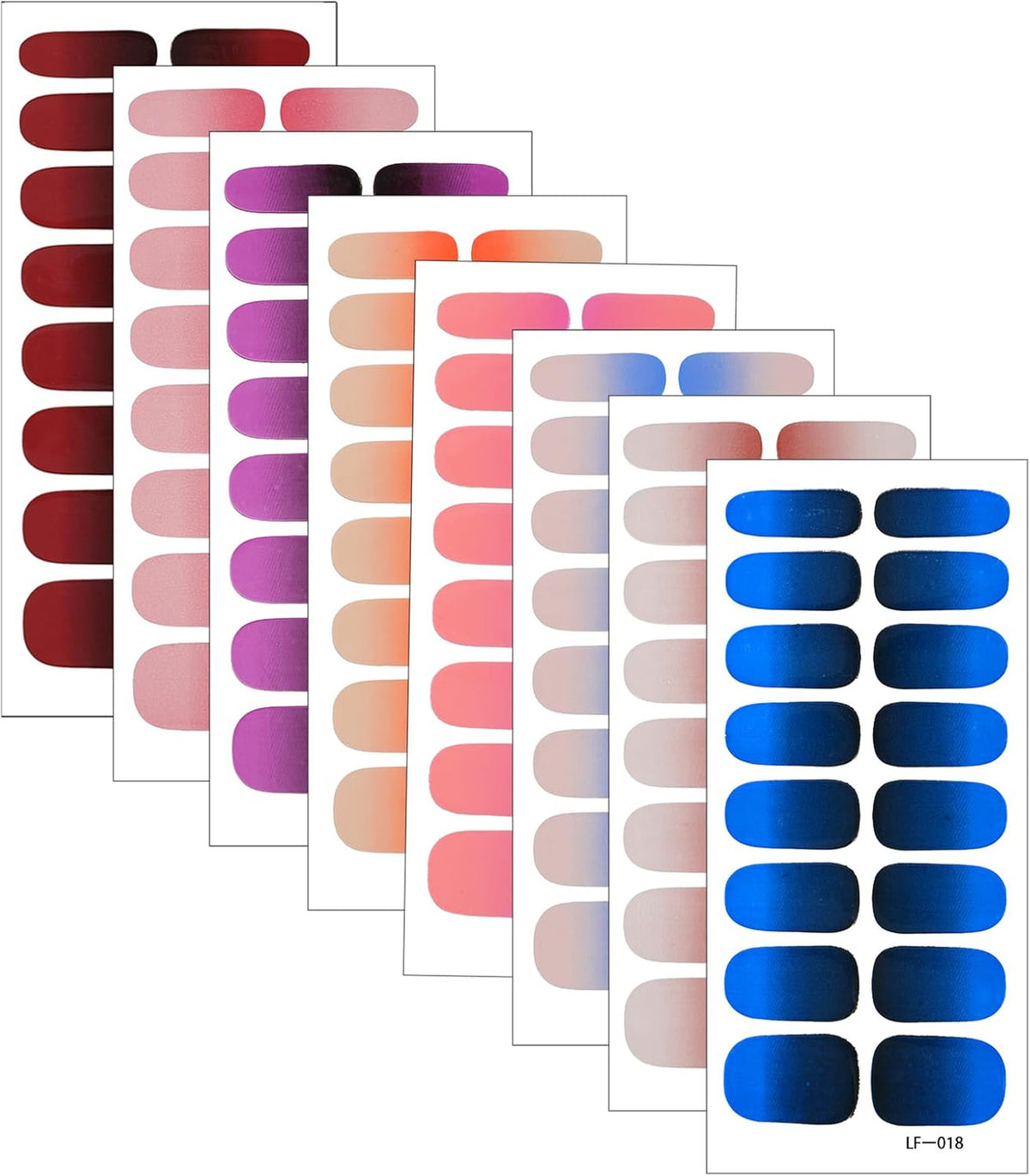 Gel Nail Stickers 8 Sheets Semi-Cured UV Ready Nail Wraps for Salon-Quality Manicure