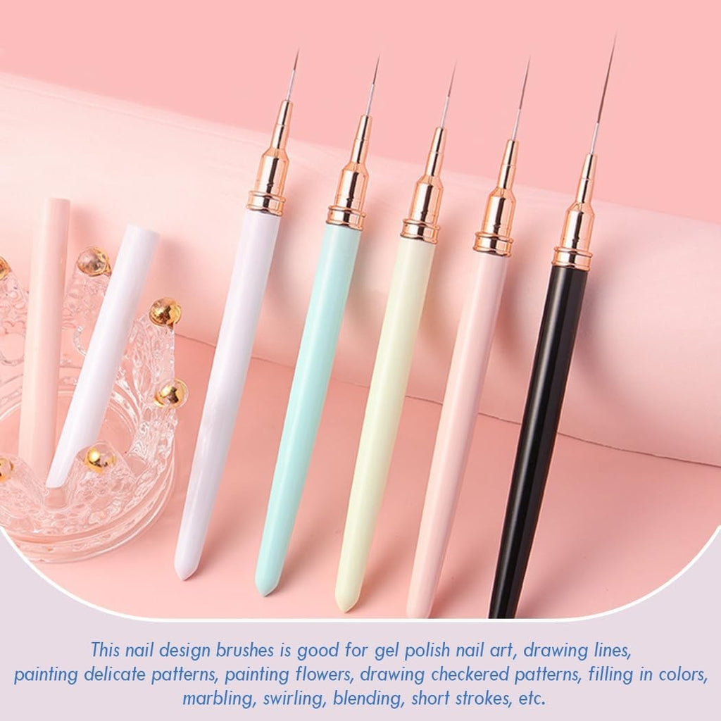 5-Pack Nail Art Liner Brushes Set for Fine Detail Painting
