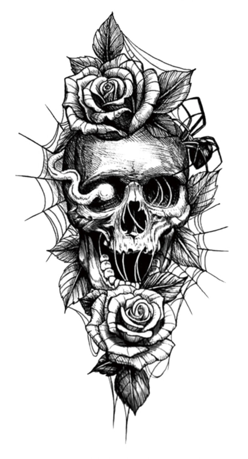 6 Sheets Waterproof Temporary Tattoo Stickers for Arm & Body - Skull Pattern