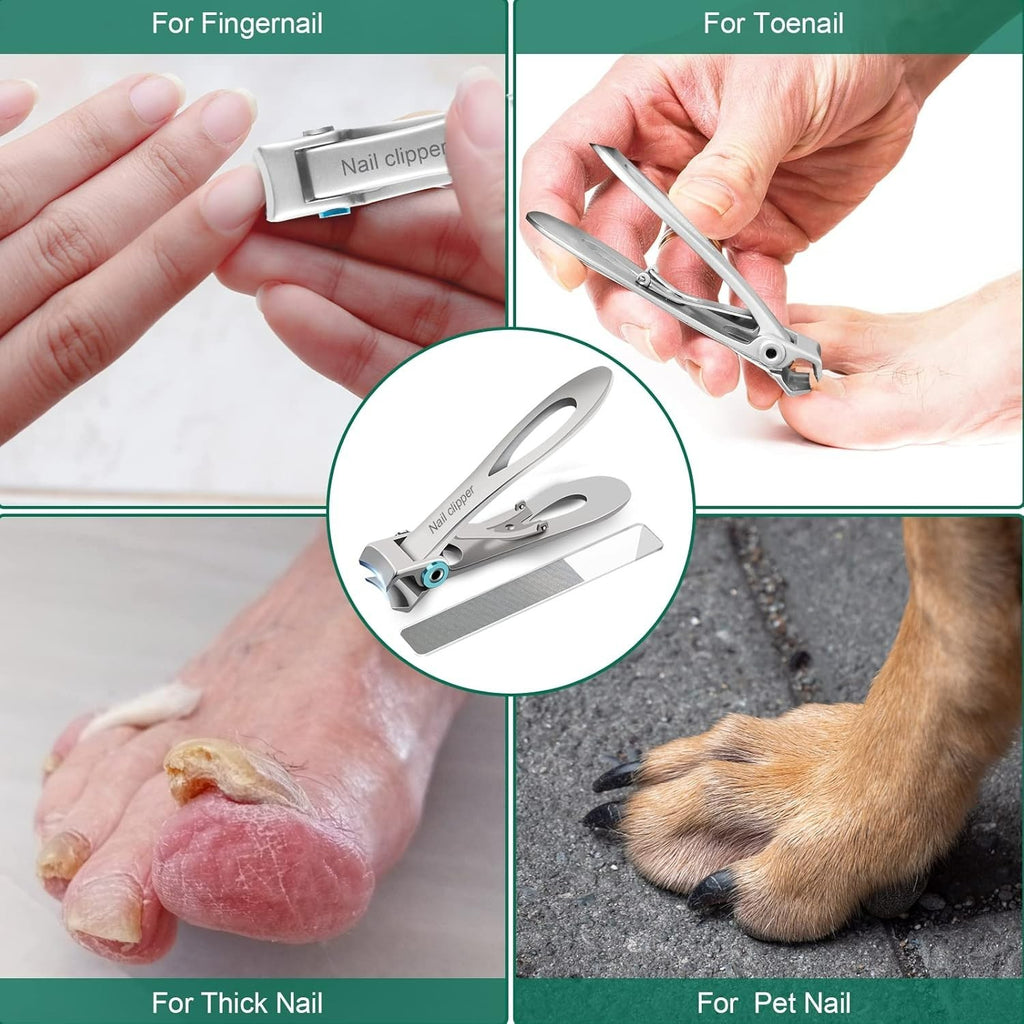 Ultra Wide Jaw Nail Clippers Set for Fingernail and Toenail Trimming