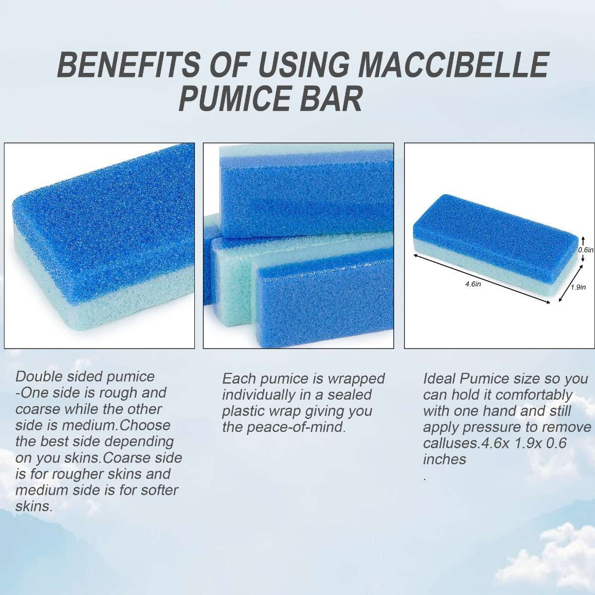 Foot Pumice Stones 4 Pack for Callus Removal & Hard Skin Exfoliation