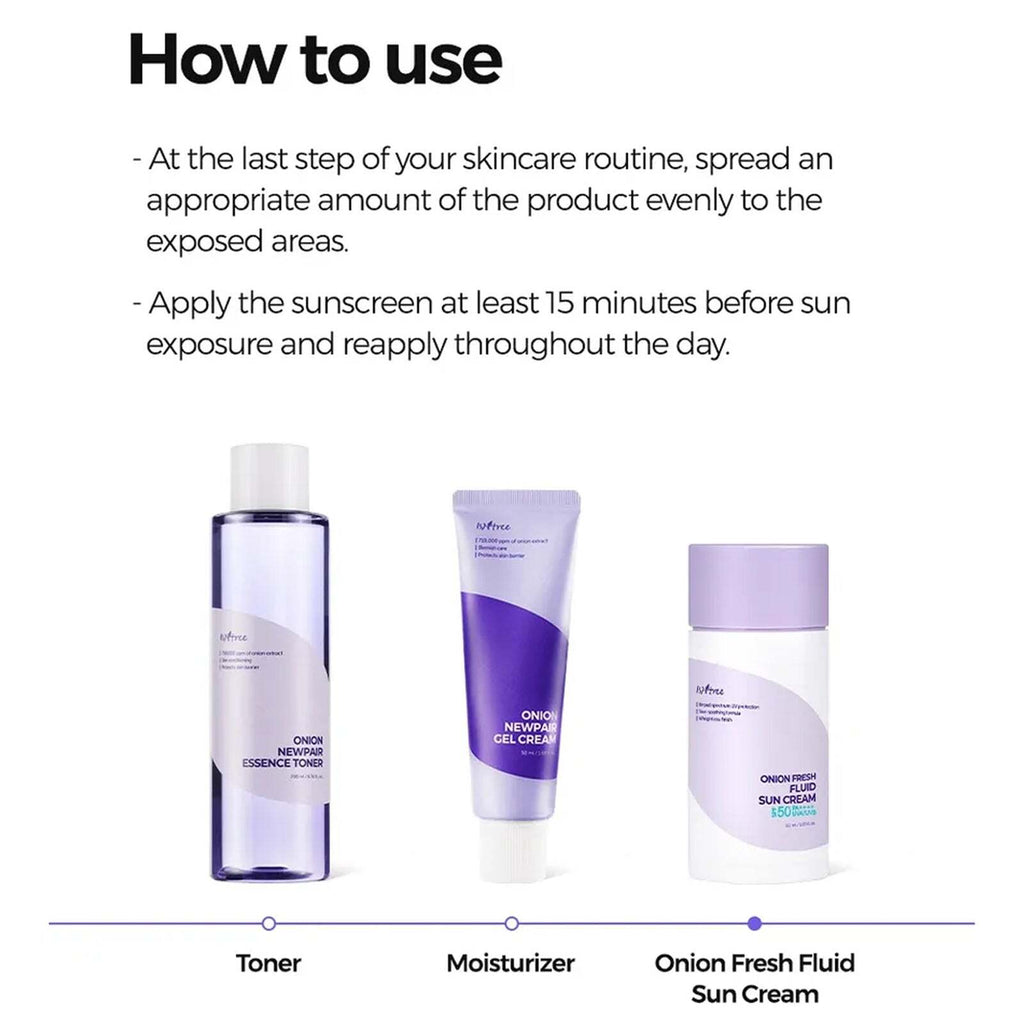 ISNTREE Onion SPF 50+ PA++++ Sun Cream - Lightweight UV Protection & Blemish Care