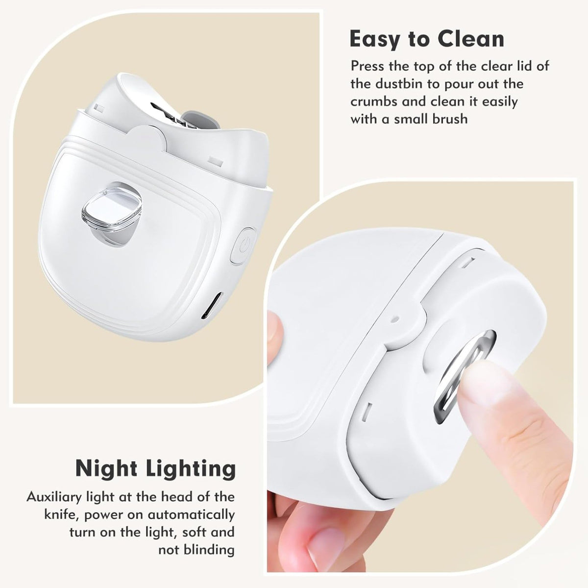 Electric Nail Clipper with LED Light & Dual Speed Rechargeable Type-C