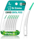 Dental Picks Mint Curved Soft Rubberized Tooth Floss Picks 90 Count