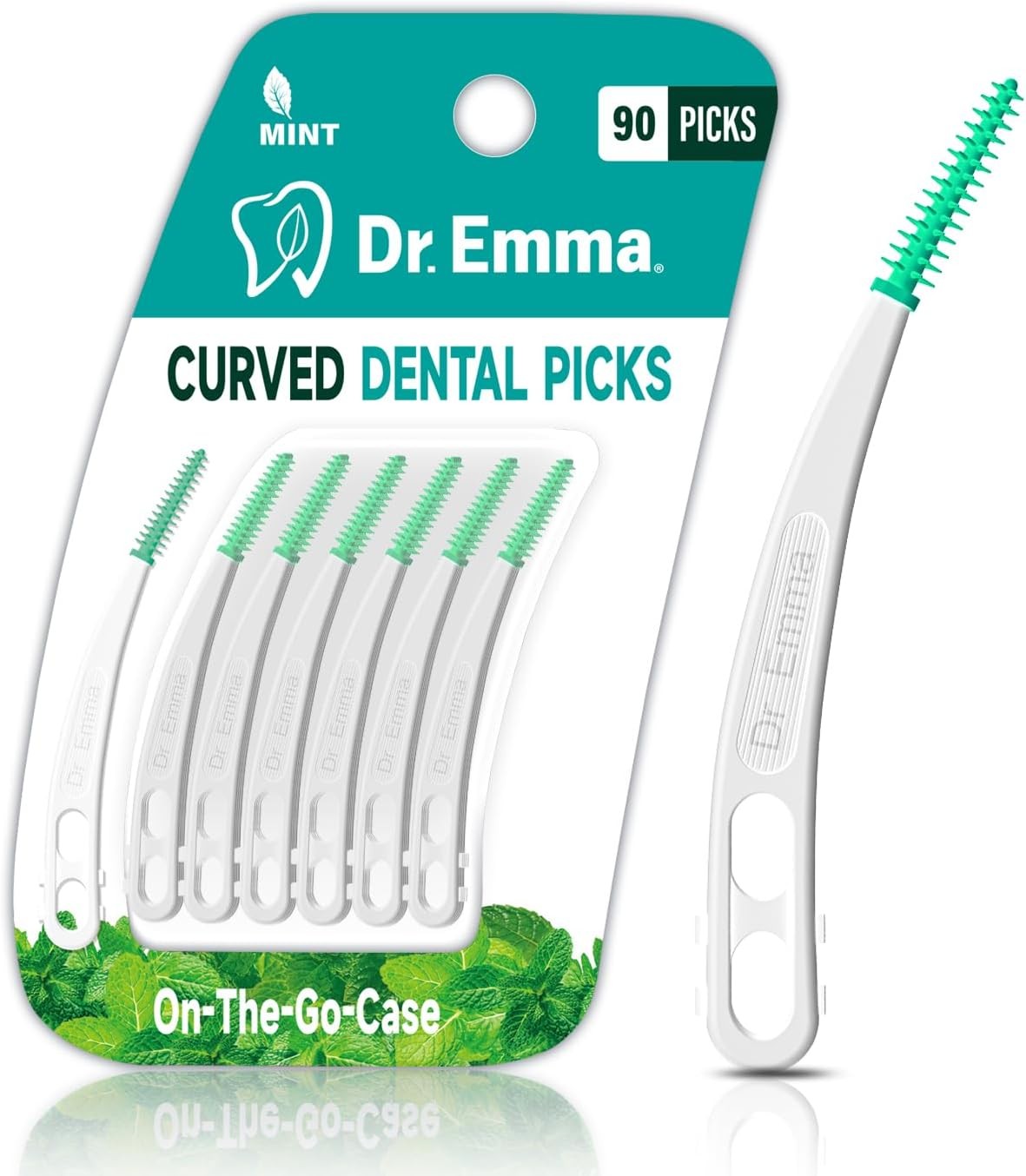 Dental Picks Mint Curved Soft Rubberized Tooth Floss Picks 90 Count