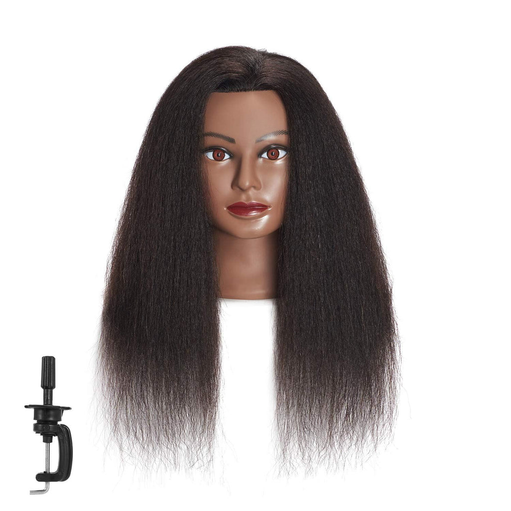 Mannequin Head with 16-Inch Real Hair for Hair Styling & Cosmetology Practice