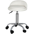 Adjustable Hydraulic Swivel Salon Stool with Backrest - White