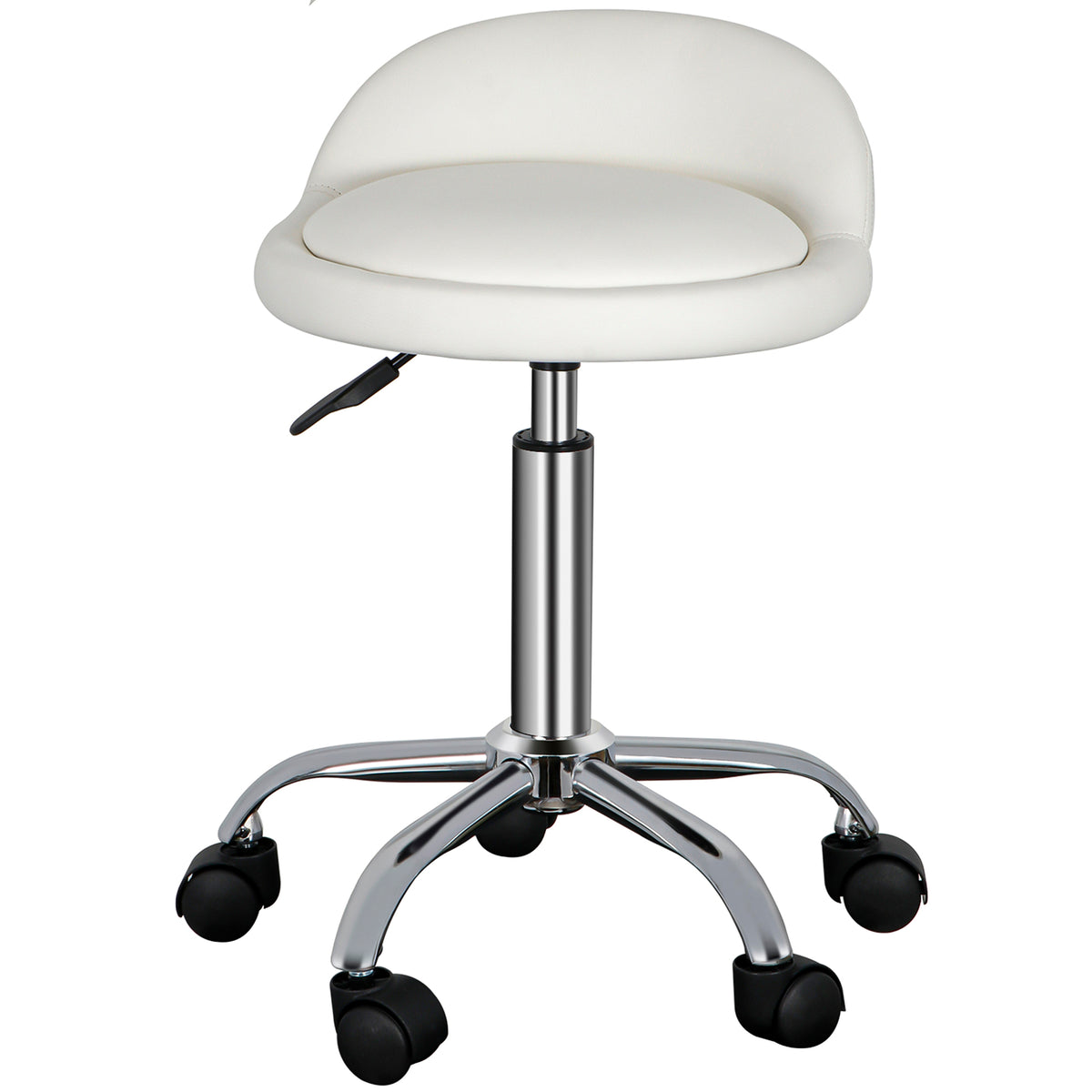 Adjustable Hydraulic Swivel Salon Stool with Backrest - White