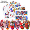 Water Decal Nail Art Stickers 16 Sheets Abstract Face Eye Designs