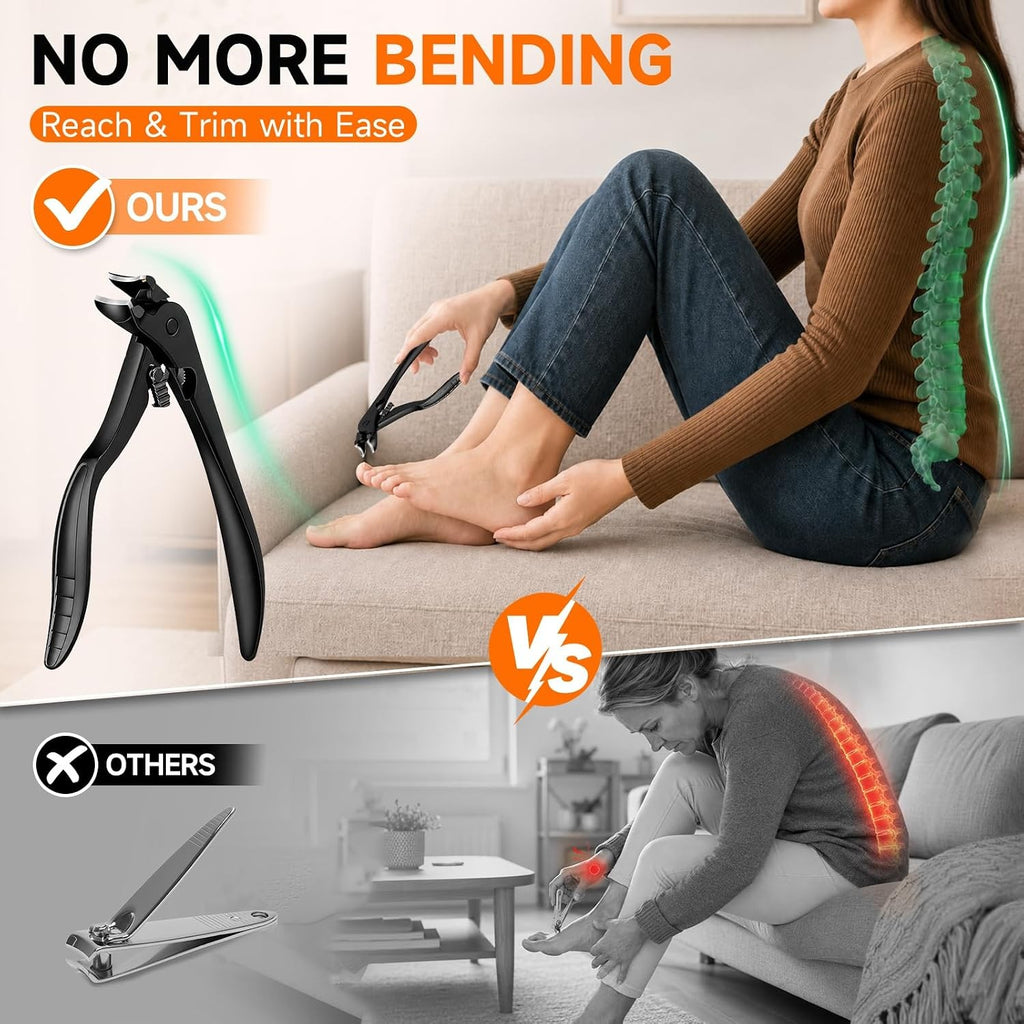 Senior Wide Jaw Angled Nail Clipper for Thick Nails - Ergonomic Handle