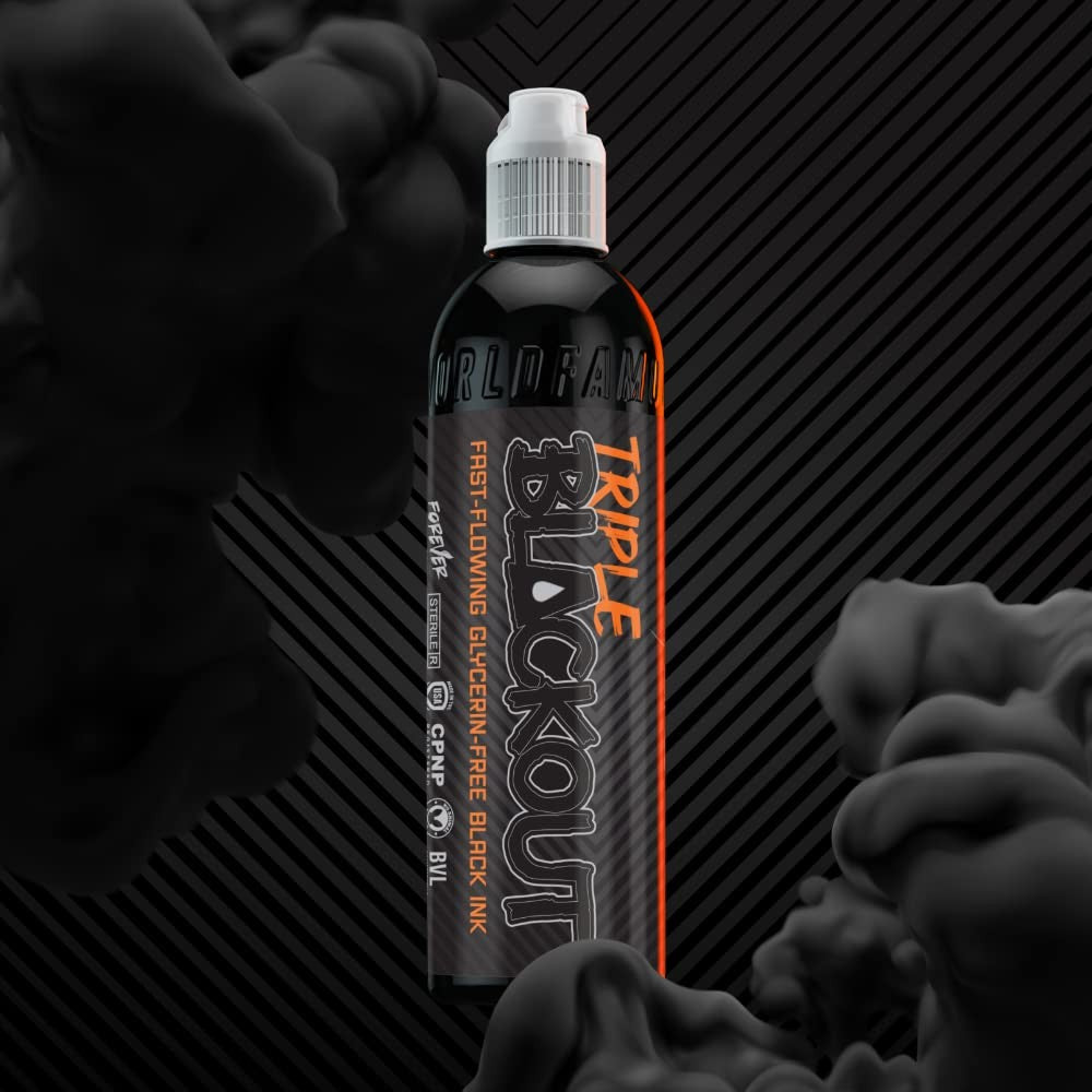 Triple Blackout Tattoo Ink - Dark & Bold Black Shade, 1 oz