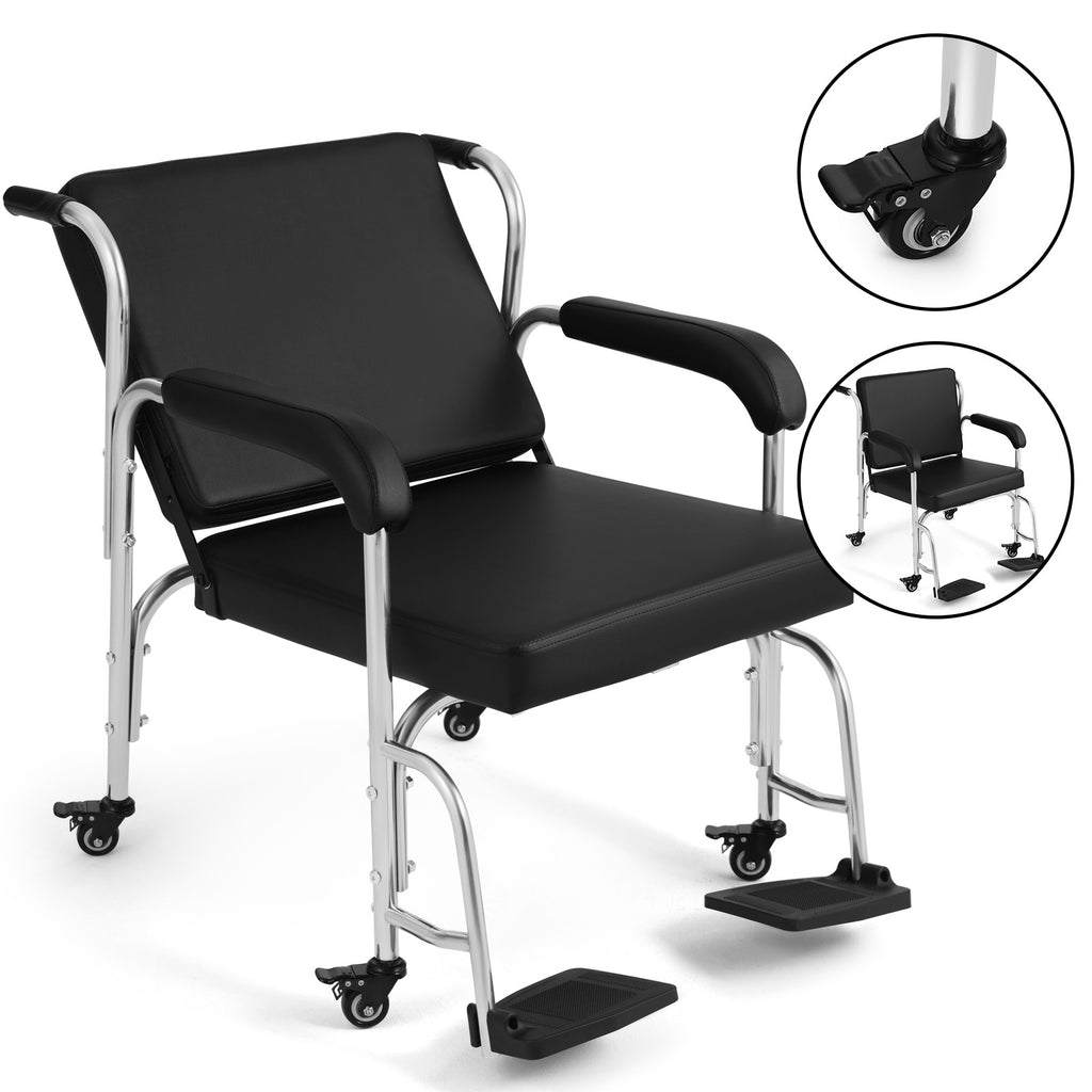 Portable Reclining Shampoo Chair with Wheels for Salon & Home Use - Black