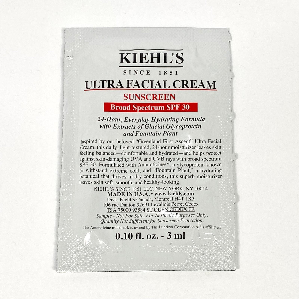 Kiehl's SPF 30 Facial Sunscreen Sample Lot - Travel & Skincare