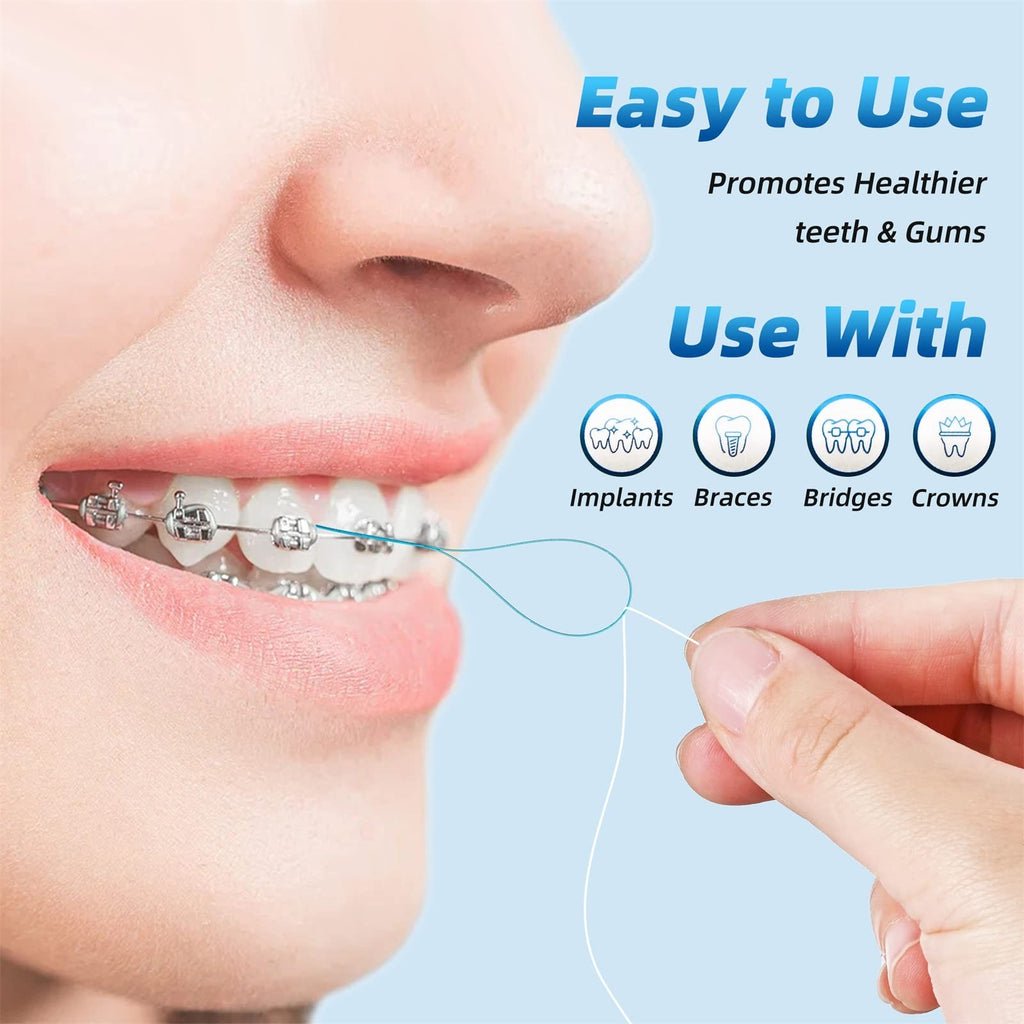 Dental Floss Threaders Pack of 200 for Braces Bridges Implants
