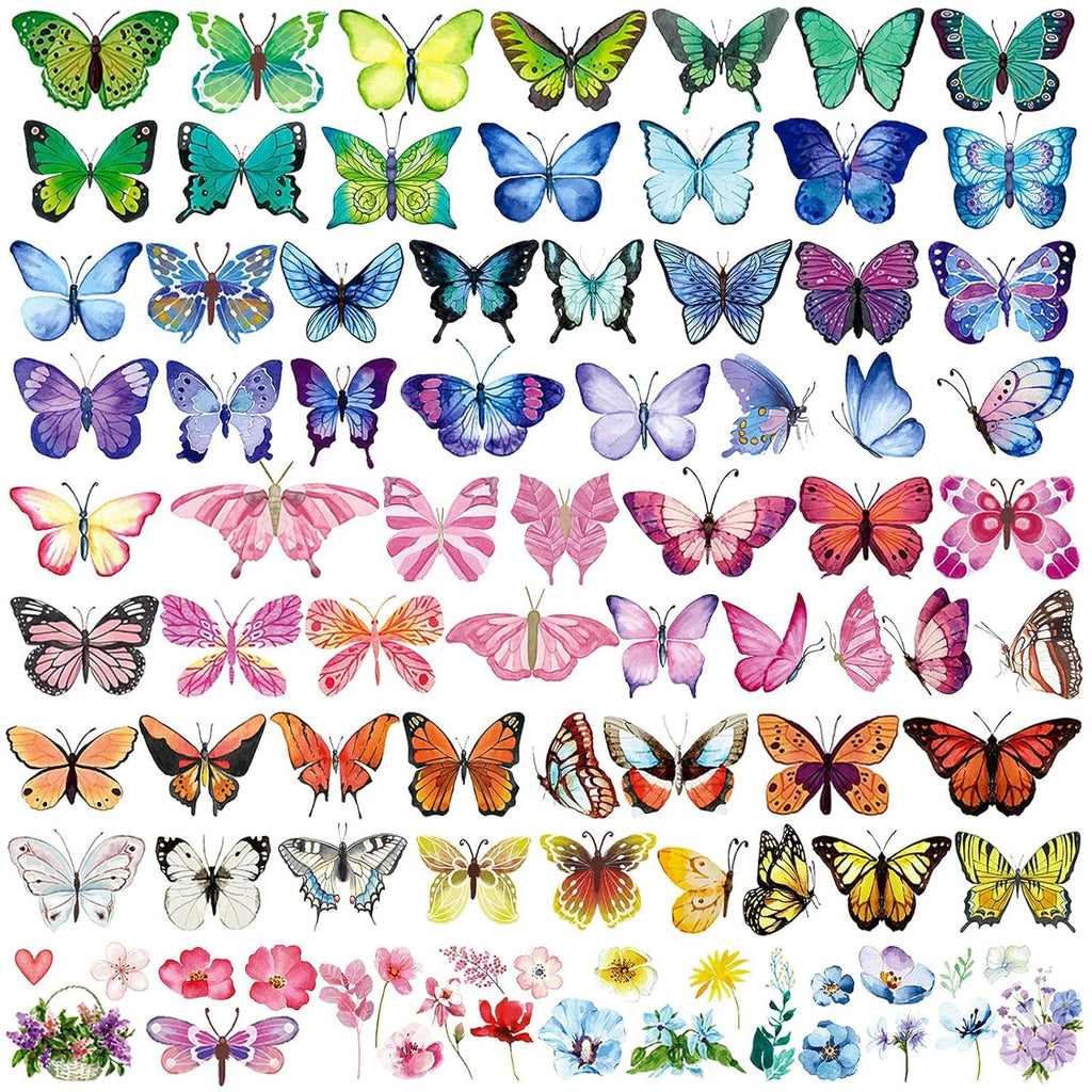 Colorful Butterfly Temporary Tattoos Pack 100 Pcs Waterproof Kids & Adults