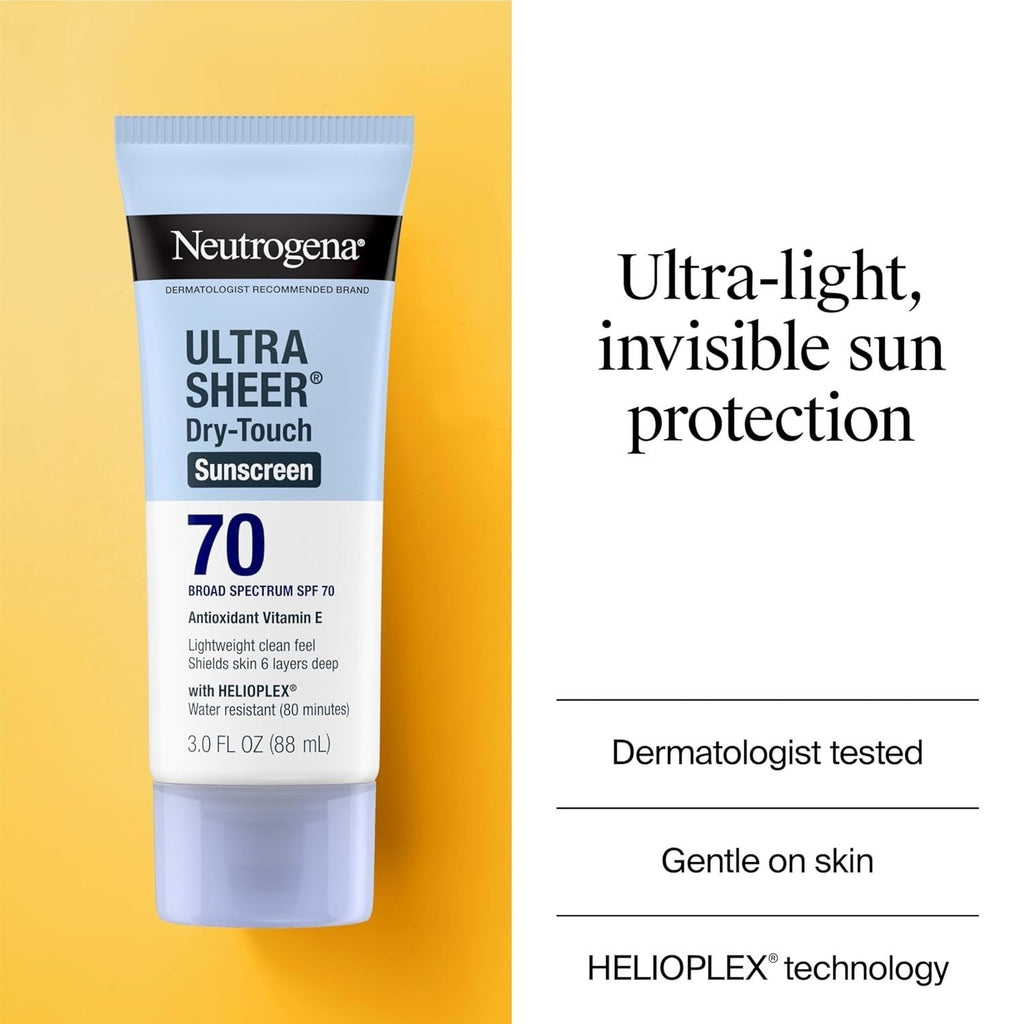 Neutrogena Ultra Sheer SPF 70 Dry-Touch Sunscreen Lotion Broad Spectrum Water Resistant