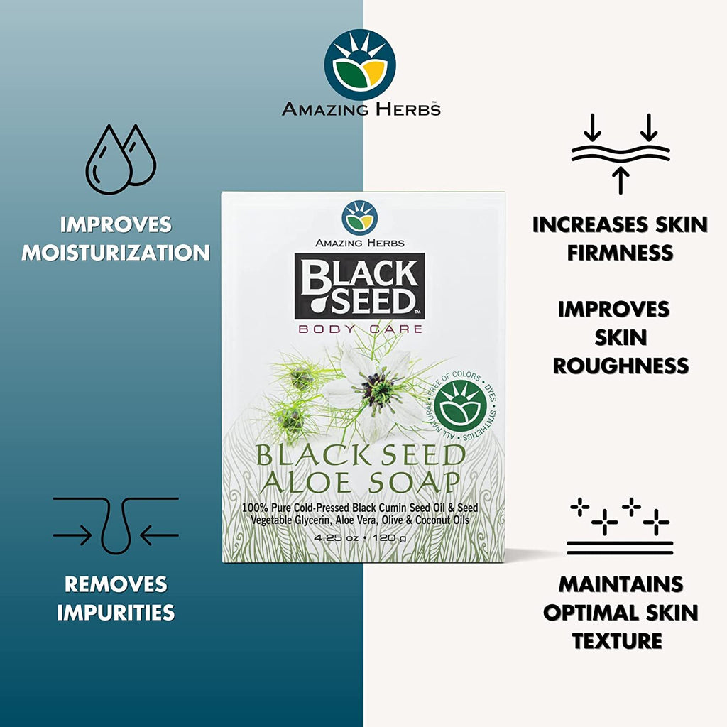 Black Seed Aloe Bar Soap with Pure Black Cumin Seed Oil - 4.25 oz